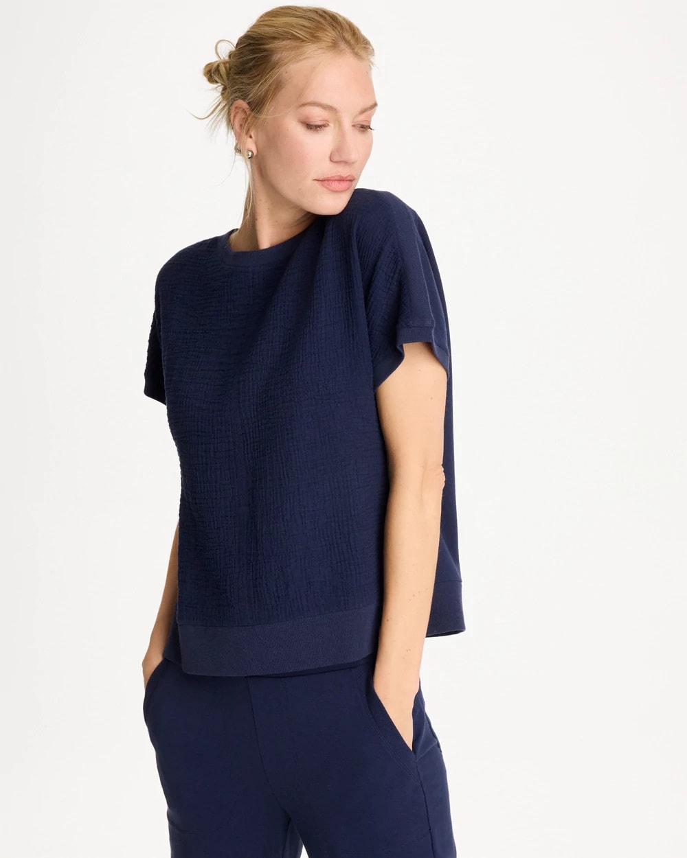 Chico's Sale Passport Blue Zenergy® Gauze French Terry Mix Tee