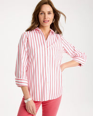 Chico's Outlet Calypso Coral No Iron™ Stretch Striped Shirt