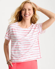 Chico's On Sale Calypso Coral Zenergy® UPF Striped Dolman Tee