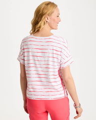 Chico's On Sale Calypso Coral Zenergy® UPF Striped Dolman Tee