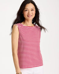 Chico's Online Cherry Lush Cotton Striped Button Tee