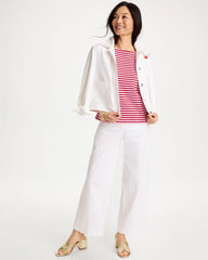 Chico's Online Cherry Lush Cotton Striped Button Tee