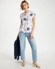 Chico's Discount Passport Blue La Playa Refined Button Tee