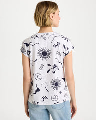 Chico's Discount Passport Blue La Playa Refined Button Tee