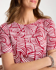 Chico's Outlet Cherry Lush Geo Pima Elbow Sleeve Tee