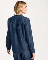 Chico's Online Solana Indigo Tencel Denim Ruffled Popover Shirt