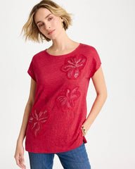 Chico's Outlet Cherry Lush Linen Embellished Sequin Tunic