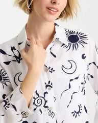 Chico's On Sale Passport Blue No Iron™ Linen Beach Shirt