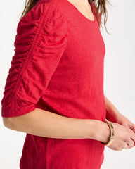 Chico's Online Cherry Lush Linen Ruched Sleeve Tee