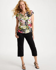 Chico's For Sale Black Refined Jersey Slub Button Tee