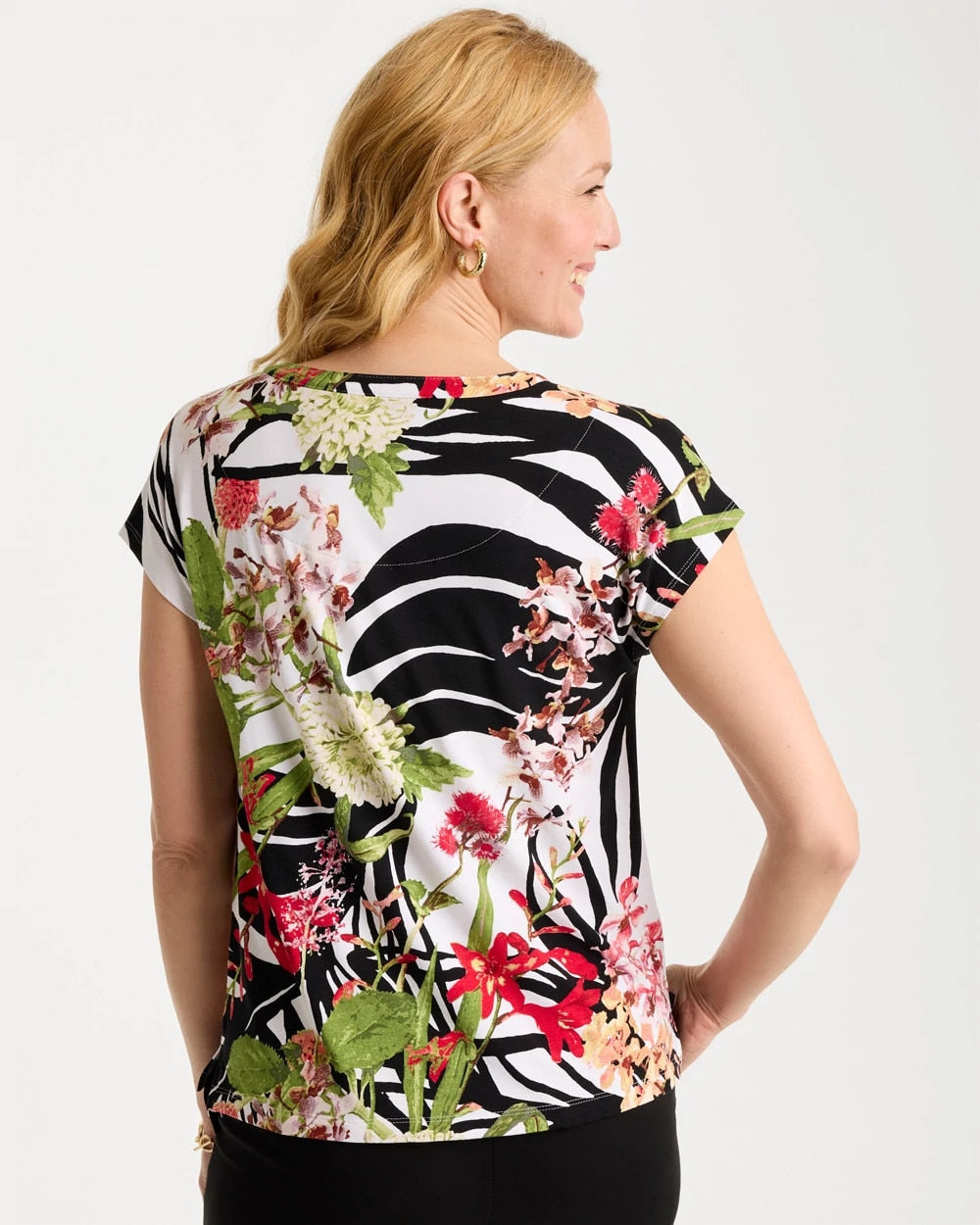 Chico's For Sale Black Refined Jersey Slub Button Tee