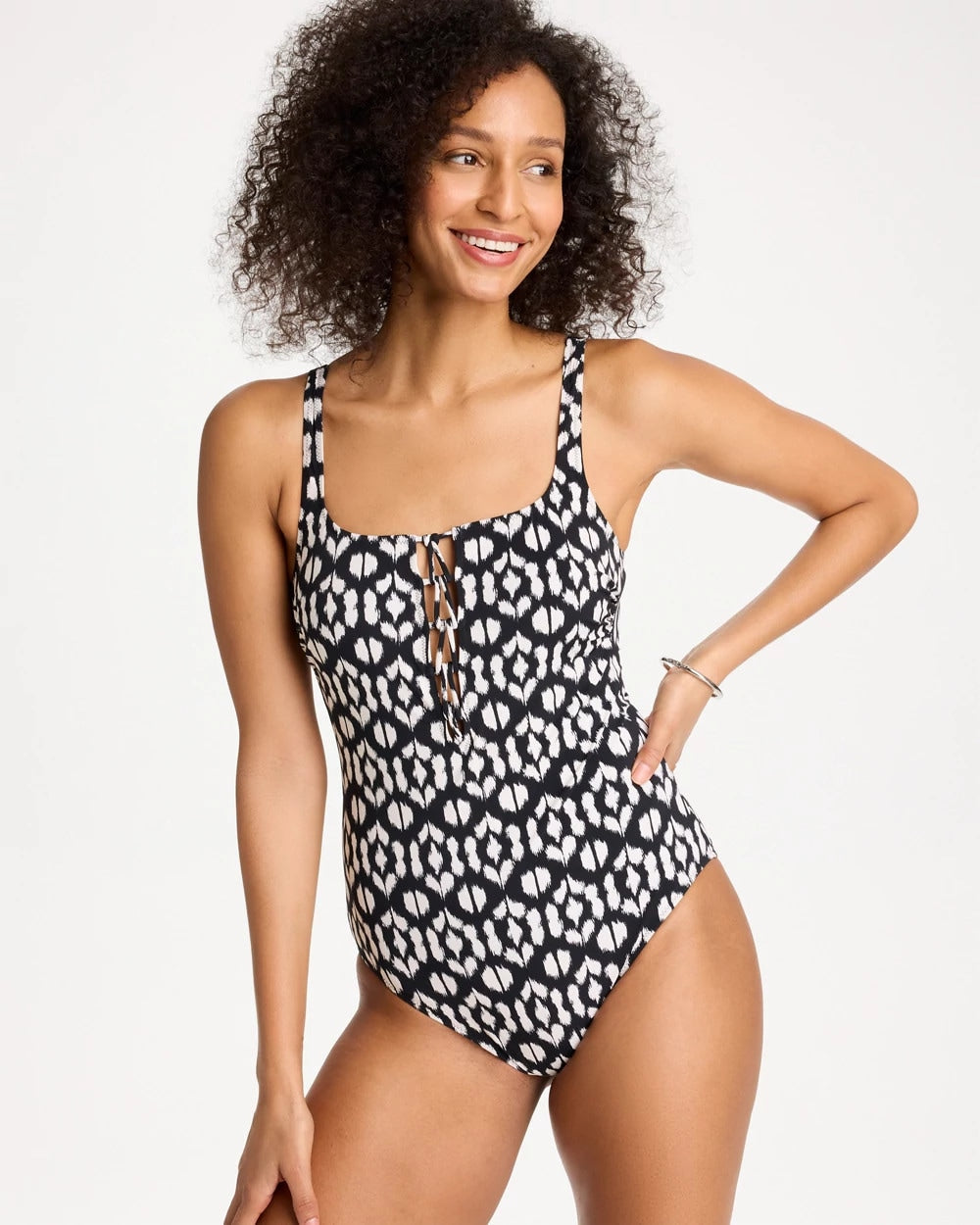 Chico's Online Black/White Gottex Mantra Square Neck One Piece Swimsuit