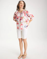 Chico's Discount Calypso Coral Cotton Voile Croix Collage Blouse