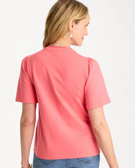 Chico's On Sale Calypso Coral Embroidered Button-Front Tee
