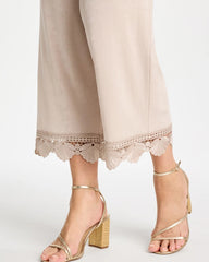 Chico's For Sale Smokey Taupe Travelers™ Lace Trim Cropped Pants