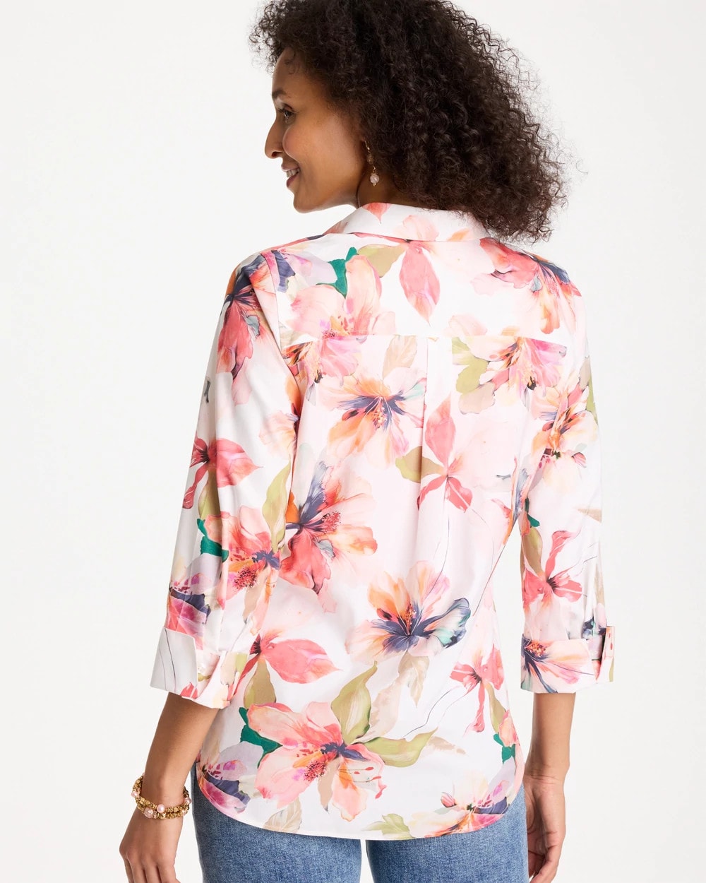 Chico's Online Calypso Coral No Iron™ Stretch Croix Collage Shirt