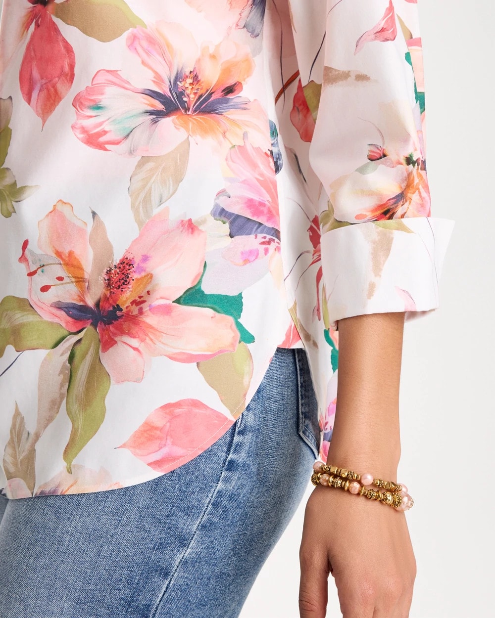 Chico's Online Calypso Coral No Iron™ Stretch Croix Collage Shirt
