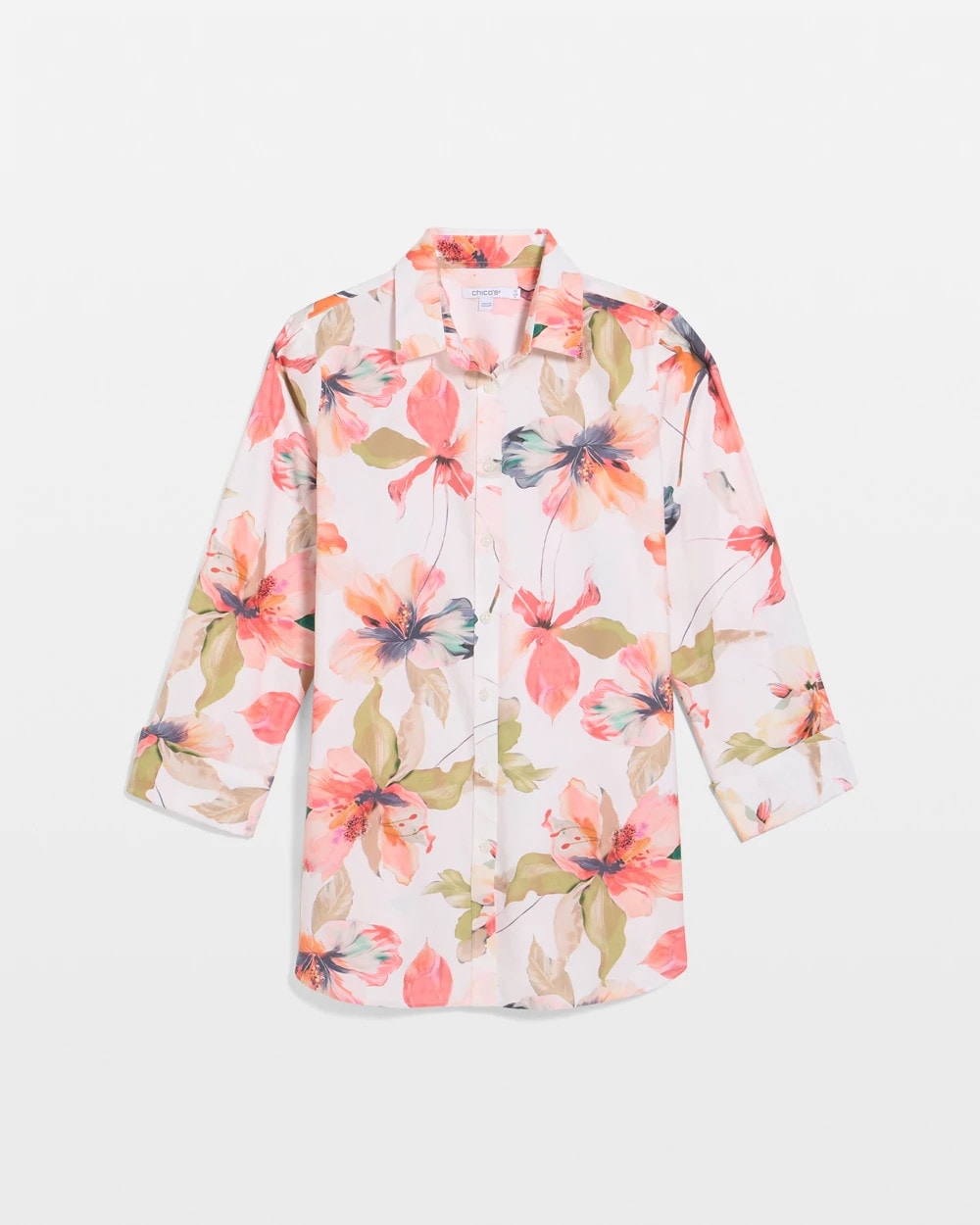 Chico's Online Calypso Coral No Iron™ Stretch Croix Collage Shirt