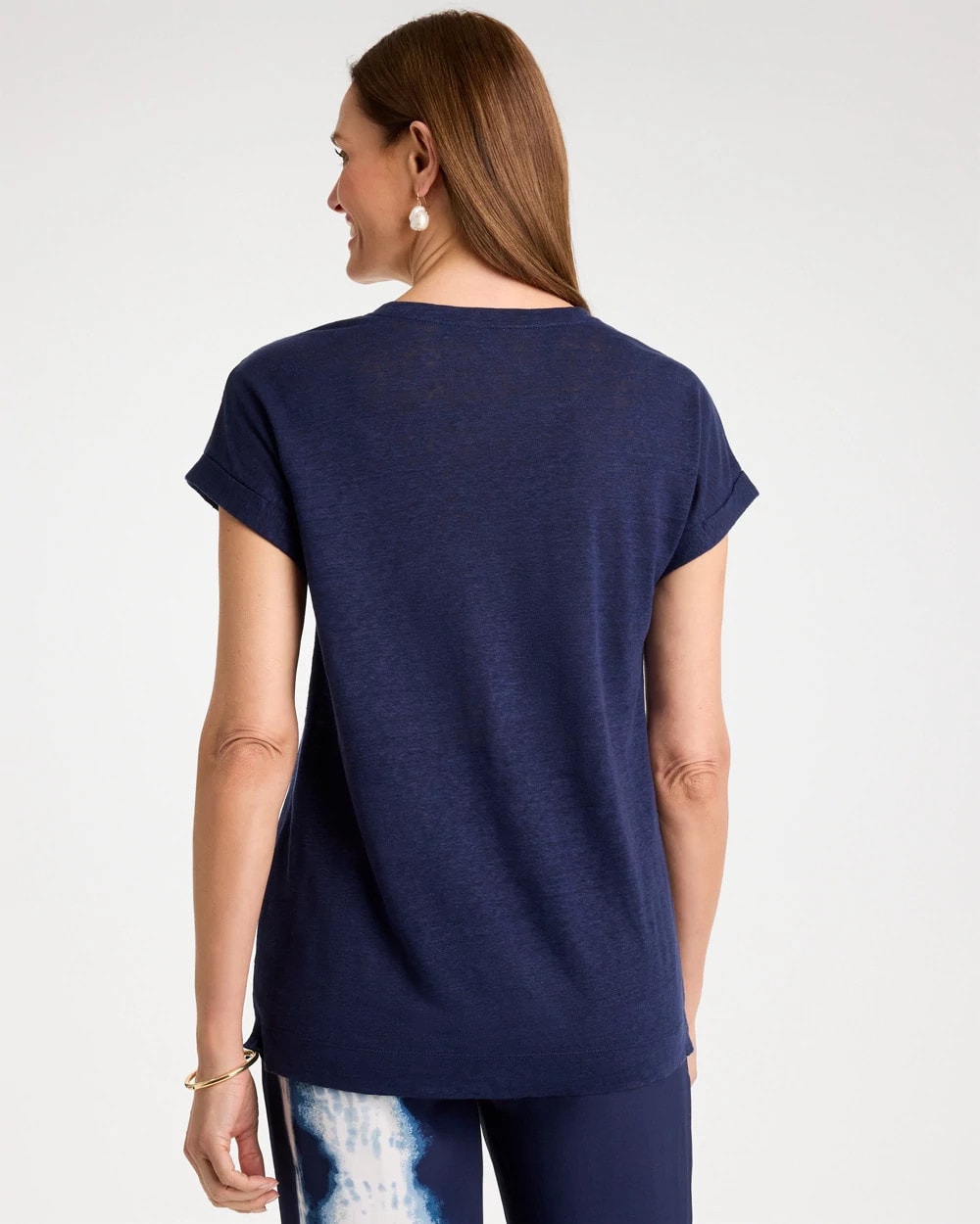 Chico's Discount Passport Blue Linen Button Tunic