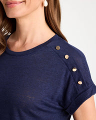 Chico's Discount Passport Blue Linen Button Tunic