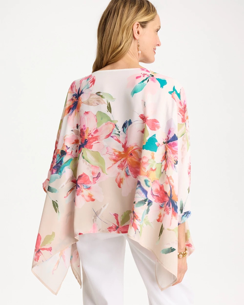 Chico's Sale Calypso Coral Croix Collage Classic Poncho