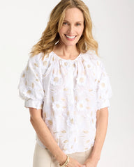 Chico's For Sale Alabaster Cotton Metallic Applique Embroidered Top