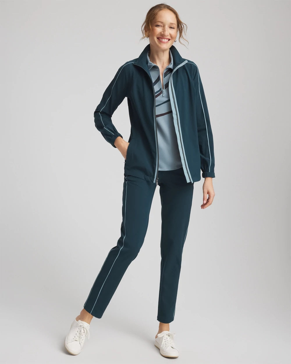 Chico's Online Teal Shadow Zenergy® UPF Contrast Jacket