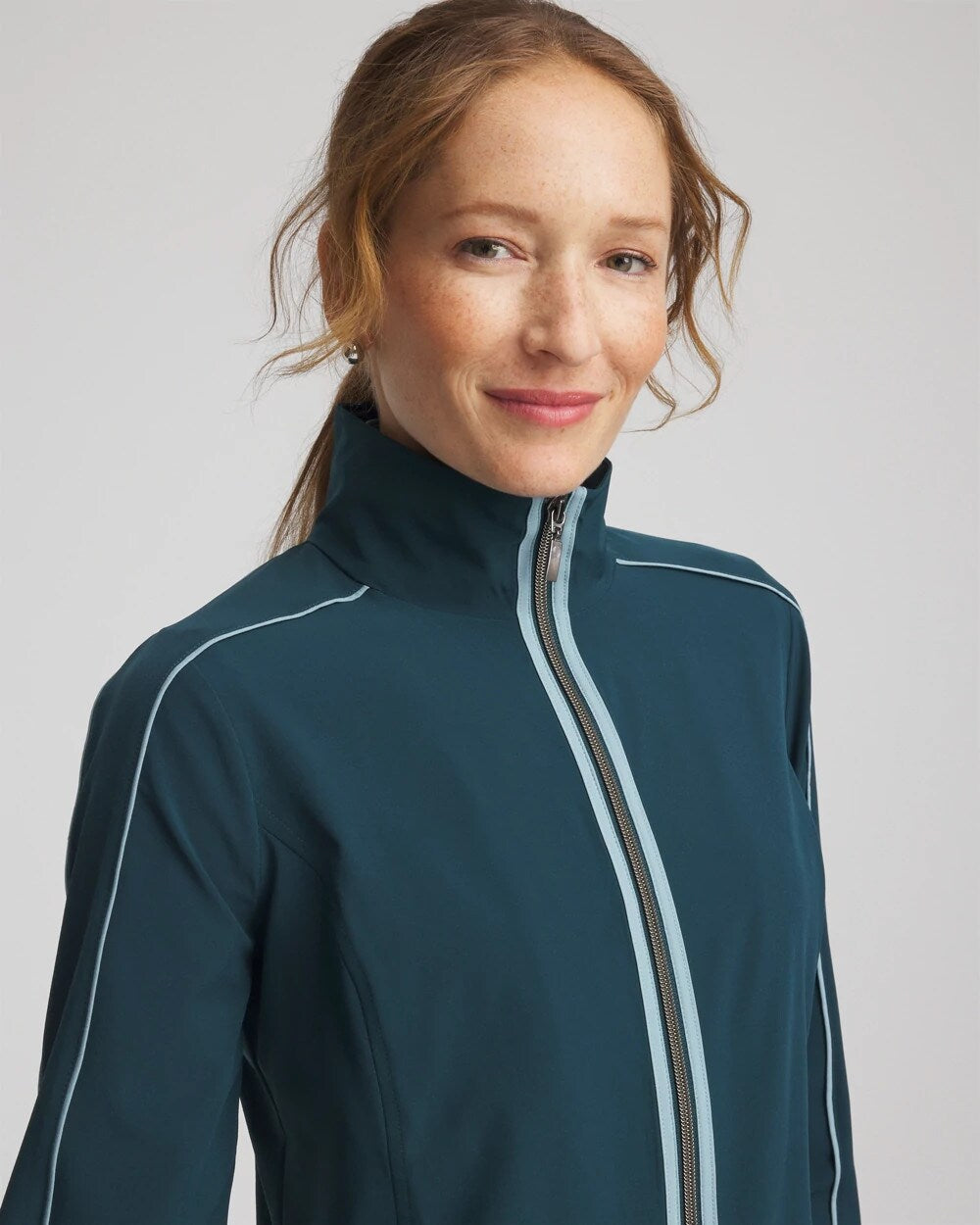Chico's Online Teal Shadow Zenergy® UPF Contrast Jacket