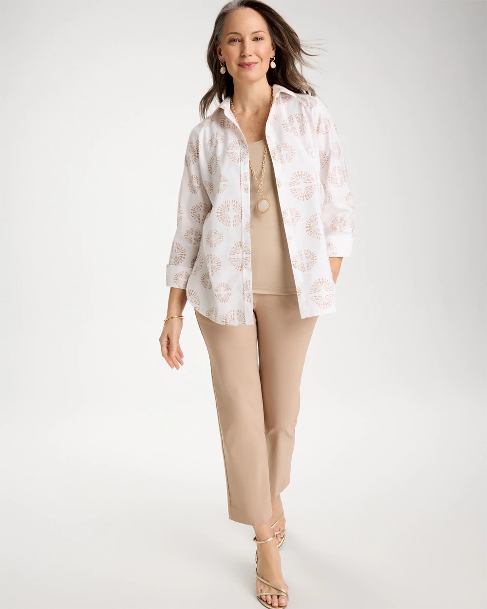 Chico's Outlet Optic White No Iron™ Stretch Stamped Shirt