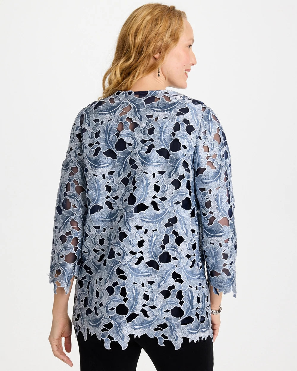 Chico's On Sale Travelers India Ink Travelers™ Collection Contrast Lined Lace Jacket