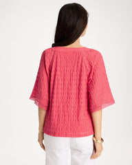 Chico's For Sale Calypso Coral Crinkle Lace Knit Raglan Tee