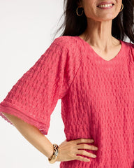 Chico's For Sale Calypso Coral Crinkle Lace Knit Raglan Tee
