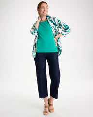 Chico's Discount Topanga Green Pima Elbow Sleeve Tee