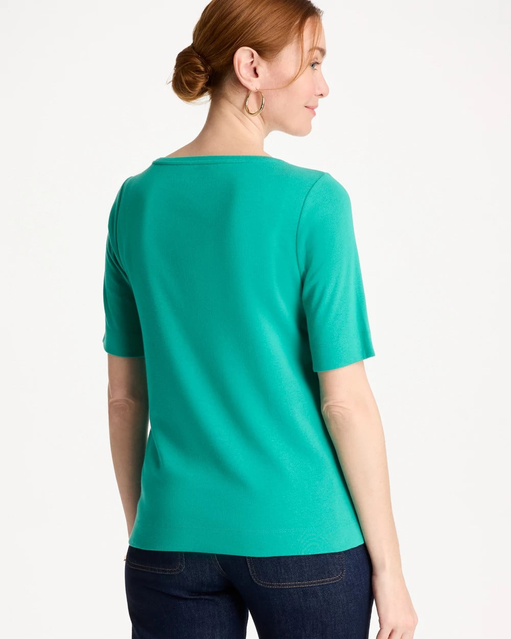 Chico's Discount Topanga Green Pima Elbow Sleeve Tee