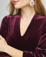 Chico's On Sale Deep Raisin V-Neck Velour Midi Dress