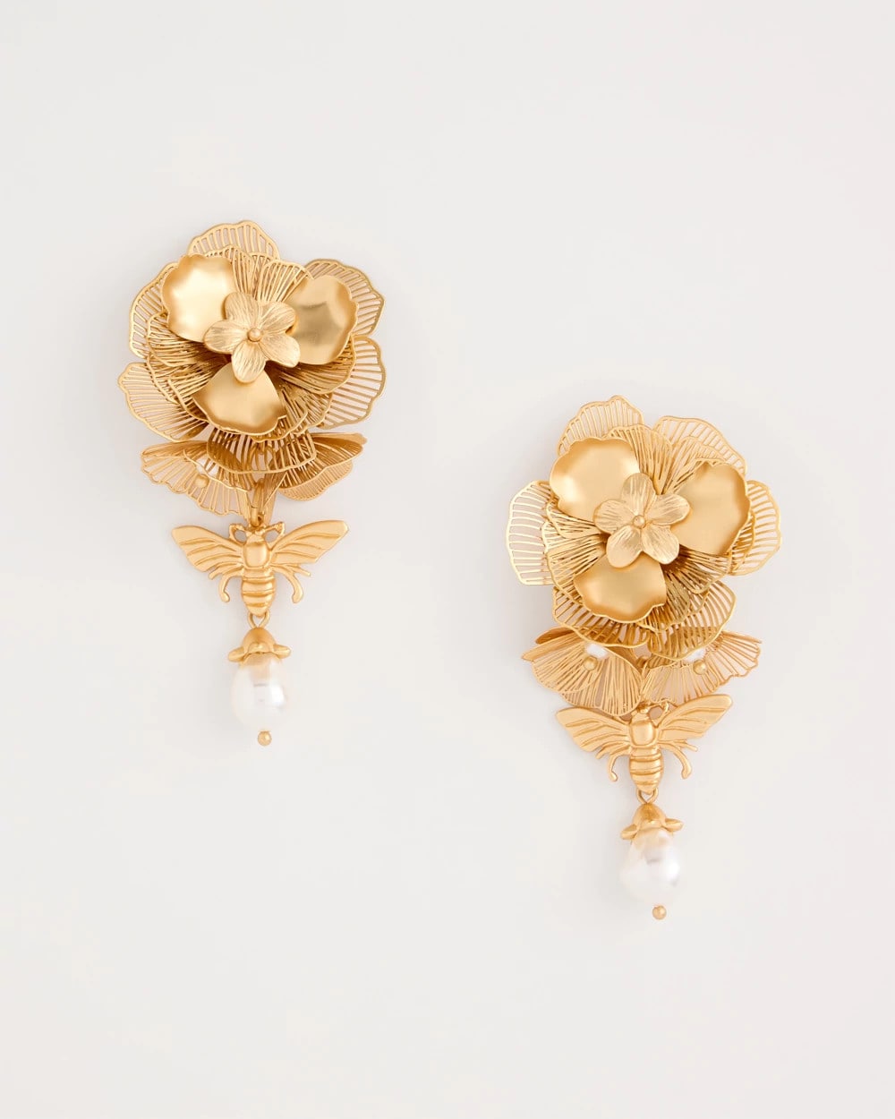 Chico's Discount Gold Filigree Flower Earrings