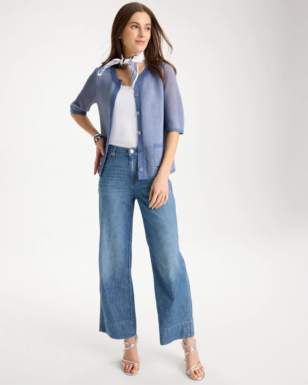 Chico's Sale Blue Haven Mesh Lady Jacket Cardigan