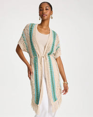 Chico's On Sale Bondi Blue Rainbow Crochet Pointelle Vest