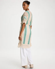 Chico's On Sale Bondi Blue Rainbow Crochet Pointelle Vest