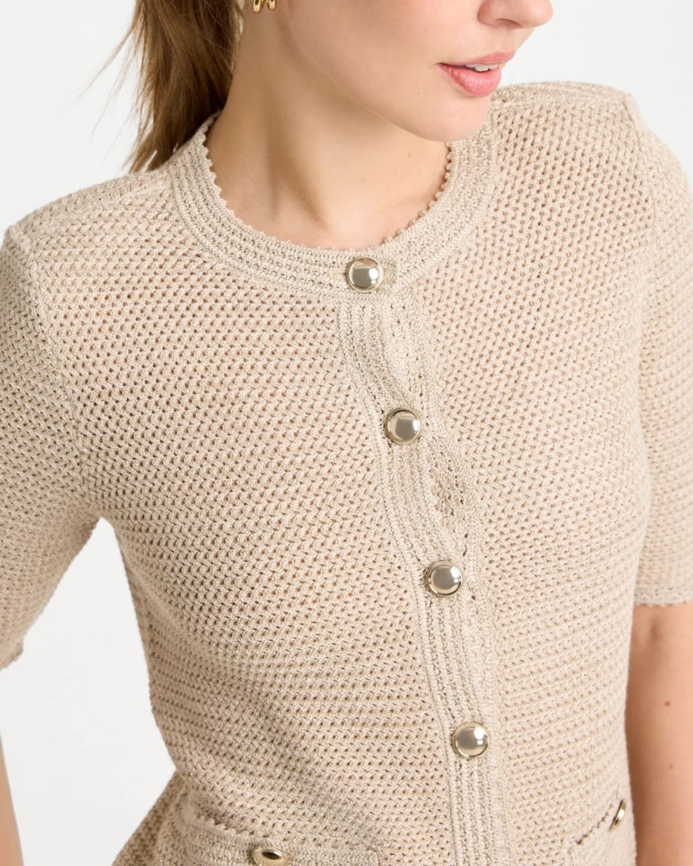 Chico's For Sale Gold Metallic Lady Jacket Cardigan