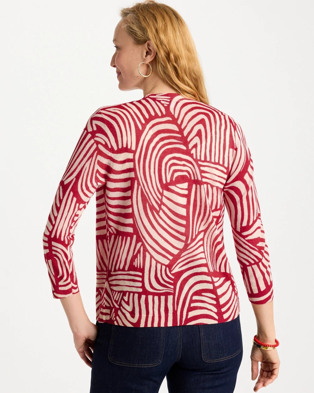 Chico's Online Cherry Lush Geo Summer Romance Cardigan