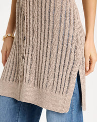 Chico's Sale Smokey Taupe Faucet V-Neck Long Cardigan Vest