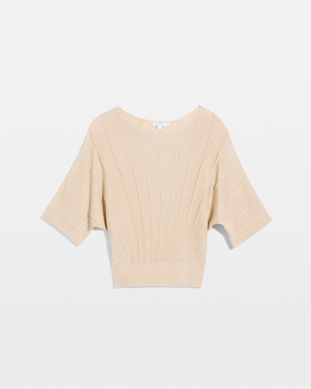 Chico's Outlet Ecru Metallic Pleated Dolman Pullover Sweater