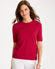 Chico's On Sale Cherry Lush Ella Short-Sleeve Sweater