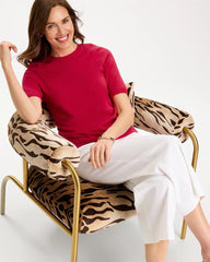 Chico's On Sale Cherry Lush Ella Short-Sleeve Sweater