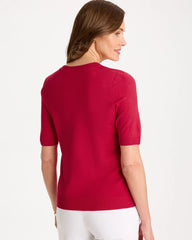 Chico's On Sale Cherry Lush Ella Short-Sleeve Sweater