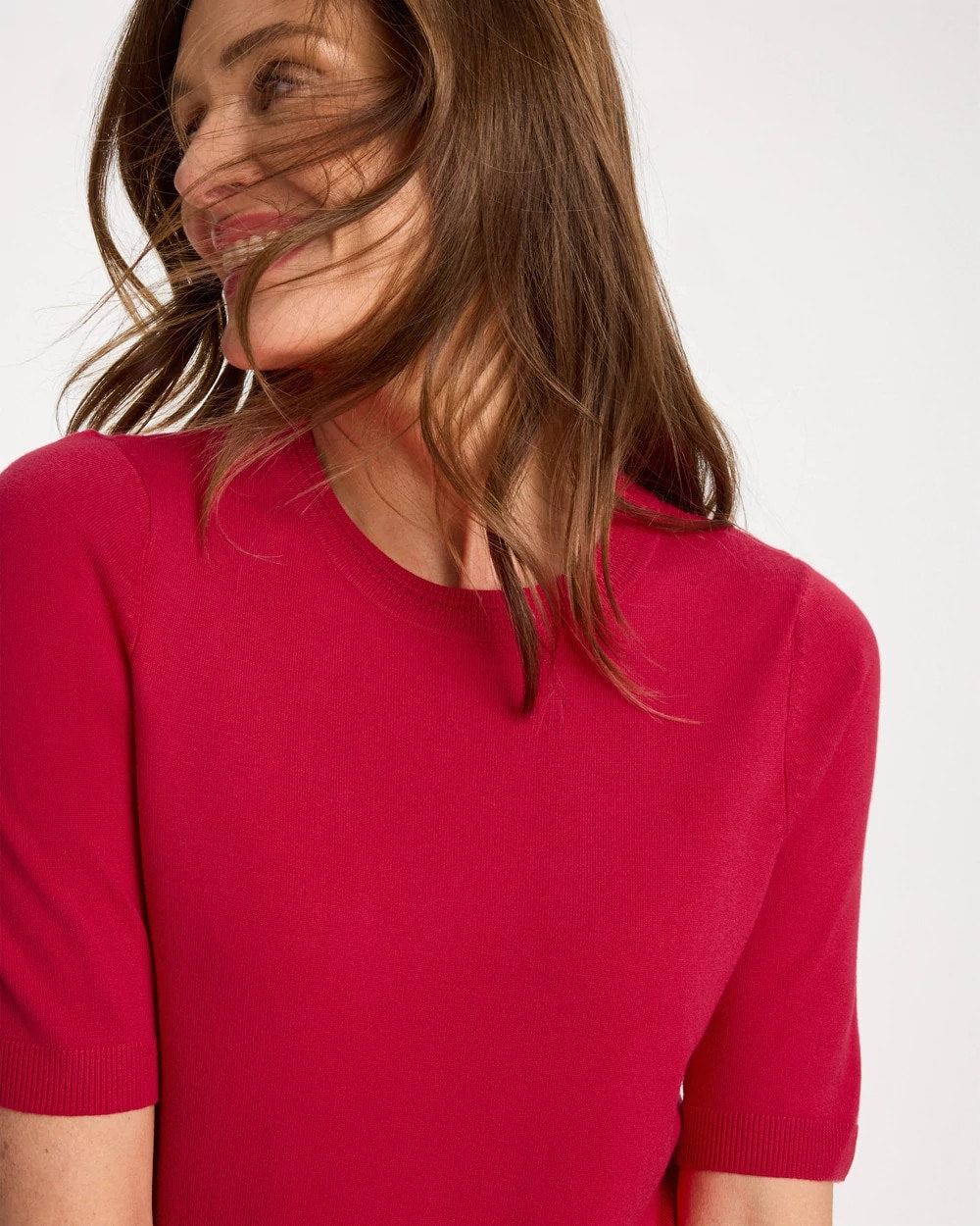 Chico's On Sale Cherry Lush Ella Short-Sleeve Sweater