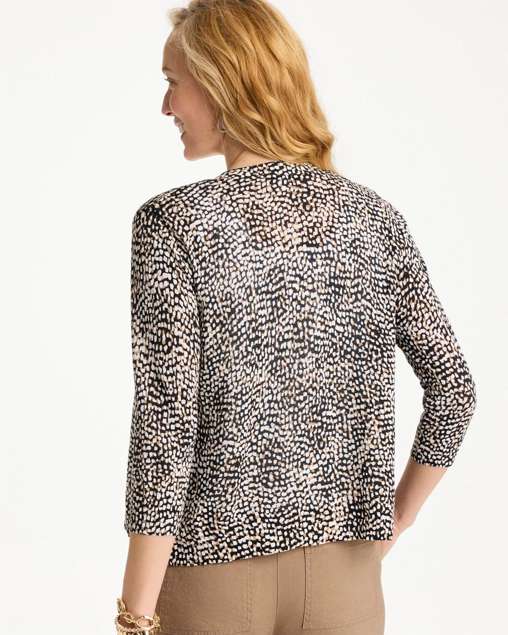 Chico's For Sale Cattail Brown Summer Romance Printed Cardigan