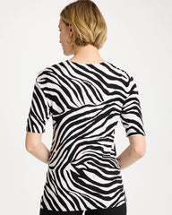 Chico's Sale Black Ella Zebra Crewneck Pullover Sweater