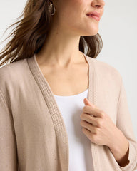 Chico's Outlet Smokey Taupe Sequined Summer Romance Cardigan